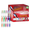 Bulk 100 Pack Colorful Individually Wrapped Toothbrushes with Covers - Soft Bristles, Travel & Hotel Use