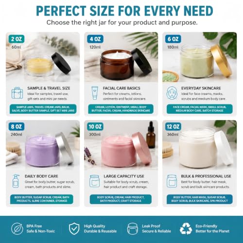 Clear 8 oz Cosmetic Jars with White Lids & Labels - 24 Pack, Variation: White Lid
