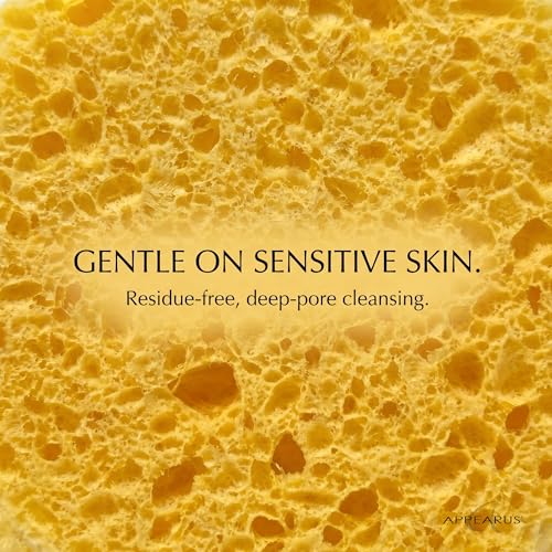 Natural Yellow Compressed Cellulose Facial Sponges - 50 Count, Reusable & Gentle for All Skin Types