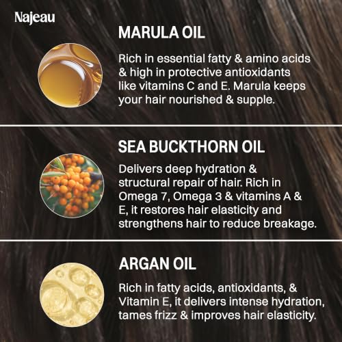 NAJEAU Hair Serum with Marula & Argan Oils for Frizz Control & Shine - Vegan, Paraben-Free