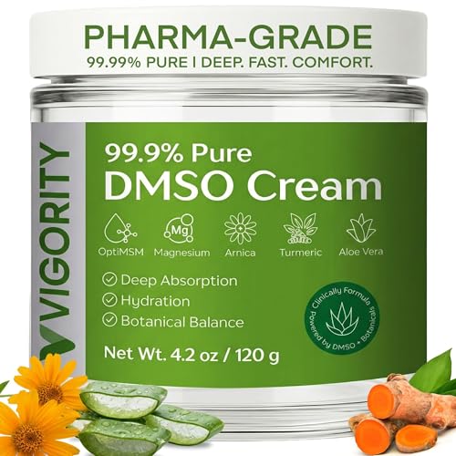 Vigority DMSO Cream 4.2oz - 99.9% Pure Topical Joint & Muscle Support with Arnica & Aloe Vera