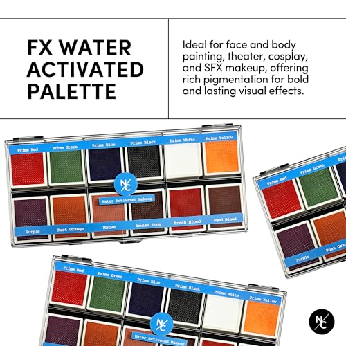 Water-Activated SFX Makeup Palette - 12 High-Pigment Face & Body Paints for Theater & Cosplay