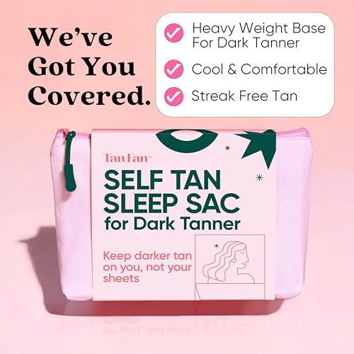 Tan Fan Self Tan Sleep Sac for Dark Tanner + Pillowcase - Keep Sheets + Pillows Clean from Self Tanner Stains - 100% Cooling Silky Poly - Won¡¯t Rub or Absorb Tanning Lotion - Lightweight Breathable