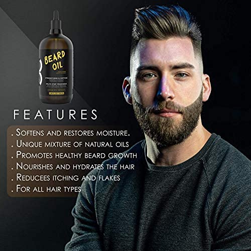 L3 Level 3 Beard Oil - Promotes Fast Growth & Softens Facial Hair - 4 Pack, 3.38 Fl Oz