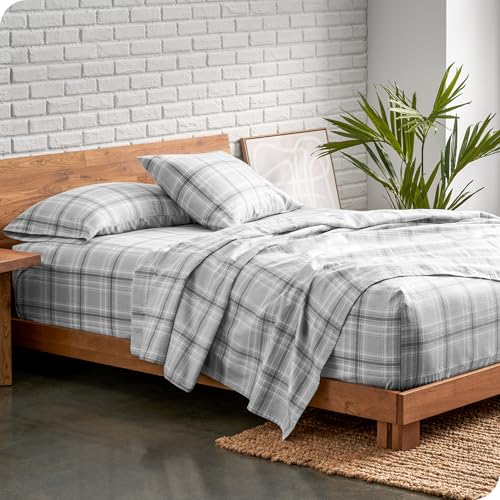 Bare Home Flannel Sheet Set - Split King Tartan Plaid Bedding