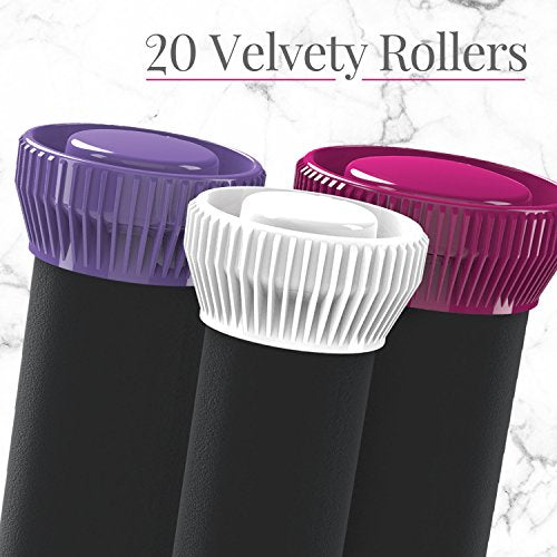 Pink Ionic Conditioning Hair Curlers Set - 20 Velvety Rollers, Long-Lasting Style
