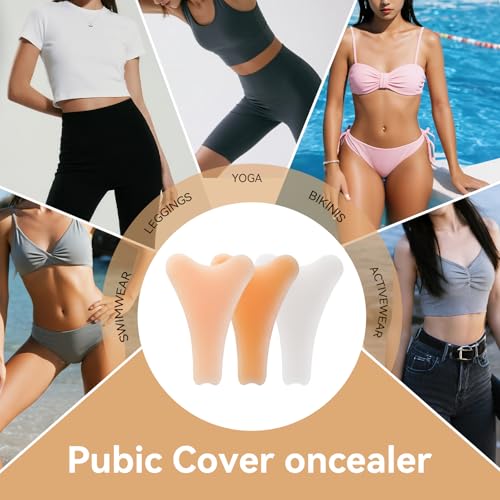 3 Pack Y Shape Bikini Line Cover Hider|SeamlessHider| Underwear Guard|Reusable invisible self-adhesive silicone pads for women|cover for leggings swimsuits all White and Pink