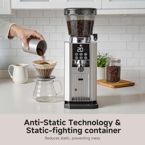 Conical Burr Coffee Grinder with 45 Settings and Touchscreen - Metallic Silver