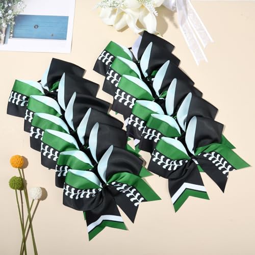 Softball Cheer Bows - 12 Pack Large 8-Inch Cheerleading Hair Accessories for Girls