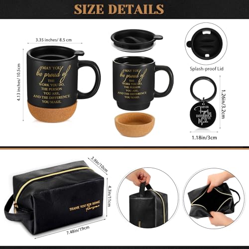 Dandat 3 Pcs Thank You Gift for Men Coworker Appreciation Office Gift Leather Toiletry Bag May You Be Proud 15oz Coffee Cup with Keychain for Boss Manager Teacher Nurse Employee(Black)