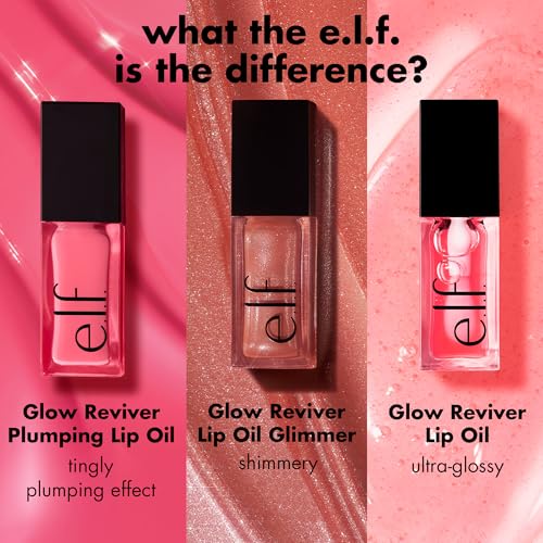 e.l.f. Glow Reviver Plumping Lip Oil, Tinted Lip Plumper For A High-Shine, Plump Finish, Infused With Jojoba Oil, Vegan & Cruelty-Free, Piggy Bank