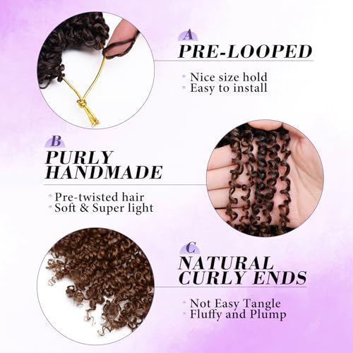 Pre-Looped Boho Faux Locs Crochet Hair T30 14 Inch - Pack of 8 for Black Women