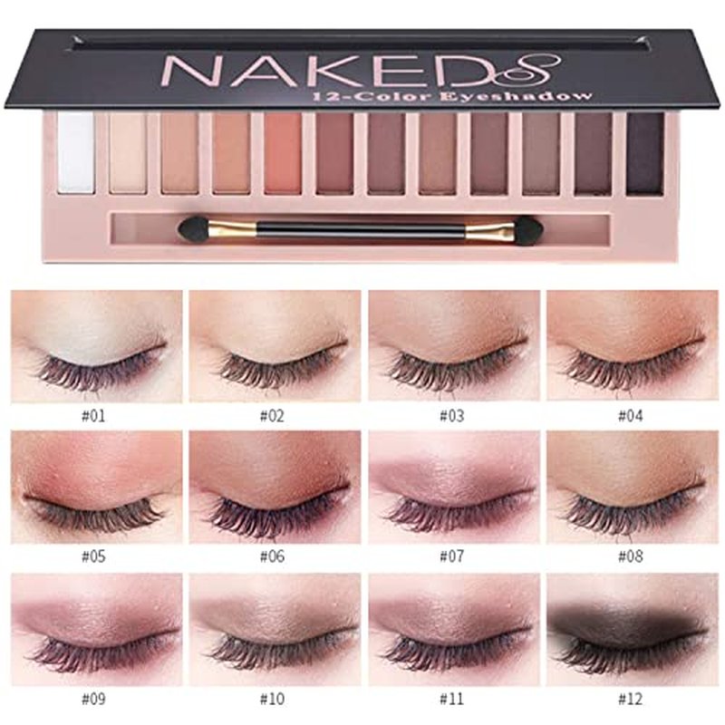2Pcs 12 Colors Makeup Nude Colors Eyeshadow Palette Set Natural Naked Matte Shimmer Smokey Glitter Pigment Eye Shadow Pallete Waterproof Professional Beauty Eye Makeup, Birthday Gifts for Women