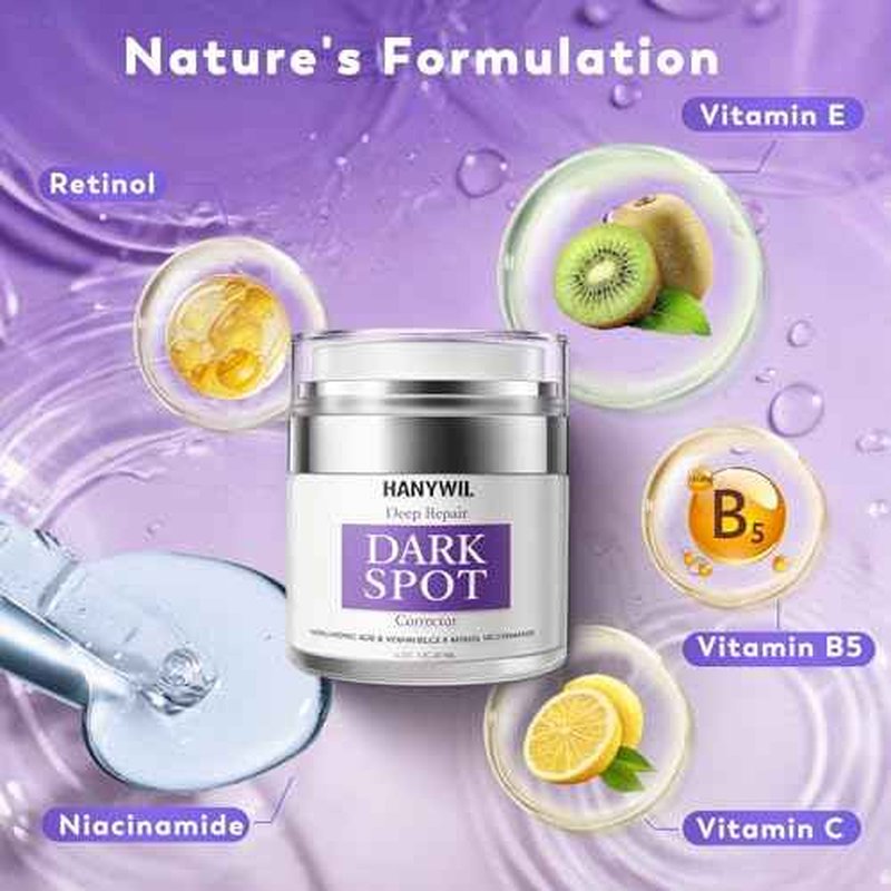 HANYWIL Dark Spot Remover for Face and Body, Remedy for Dark Spots with Natural Ingredients, Dark Spot Corrector Cream and Serum for Skin Care, Treats Freckles, Melasma, Sun Spots, for Women,1.7 Fl Oz