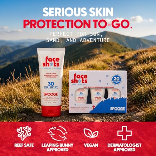 Face Shots Mineral Sunscreen SPF 30 - 3.4 Fl Oz Non-Greasy UVA & UVB Protection