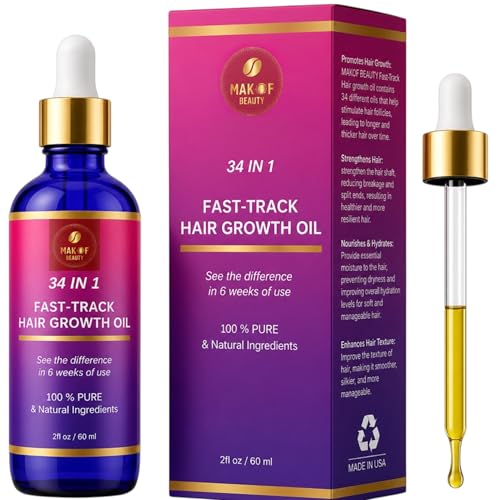 MAKOF BEAUTY Hair Growth Oil 34-in-1 Rapid Nourishing Scalp Treatment - 2 fl oz
