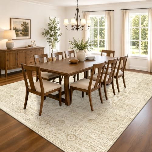 Tod Beige 8x10 Non Slip Living Room Rug - Neutral Area Rug for Bedroom & Nursery