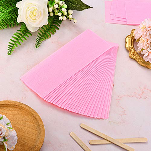 Maitys Waxing Strips, 100 Pieces Pink Non-Woven Removal Wax Strip Facial Body Wax Strip Sheet for Hair Removal and Cleaning (Legs, Bikini, Face)