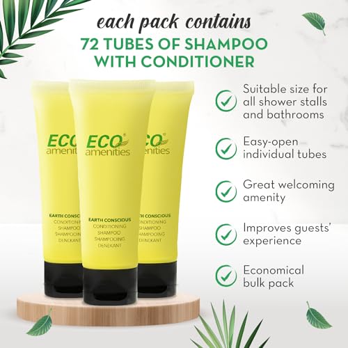 Eco Amenities 2-in-1 Conditioning Shampoo, Green Tea Travel Size - Pack of 72
