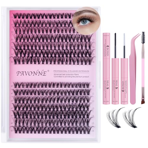DIY Eyelash Extensions Kit - 280 Pcs Individual 30D & 40D Lashes (9-16mm) with Glue, Bond & Seal, Tweezers - Professional, Natural Look, Easy to Apply at Home
