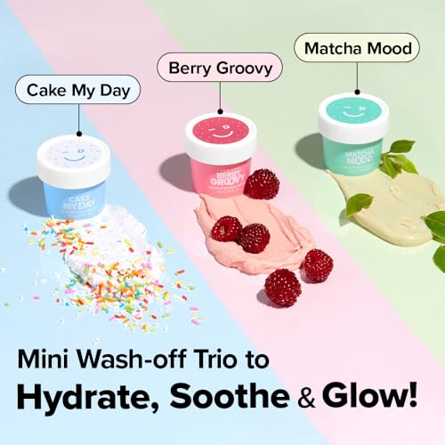 Mini Face Mask & Silicone Brush Set - Brightening, Hydrating & Soothing Skincare Trio