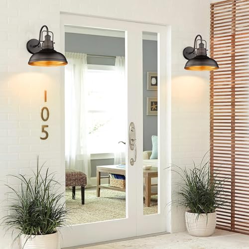 Gooseneck Wall Lights 2 Pack - Farmhouse Barn Light Fixtures Indoor Outdoor, Oil Rubbed Bronze, 11 Inch, 016-1B-2PK ORB