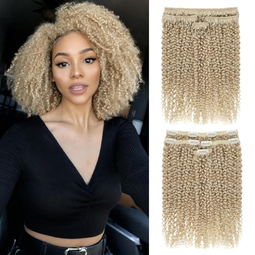 Grey Afro Kinky Curly Clip-In Hair Extensions 10 Inch 50g Real Human Hair - Thick & Seamless