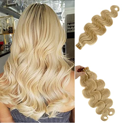 18" Tape in Hair Extensions Remy Platinum Blonde 20pcs/40grams