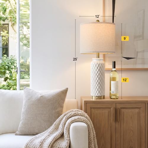 25-Inch Touch Table Lamp for Nightstand White Ceramic - 3-Way Dimmable - Variation of THIS listing