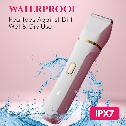 5-in-1 Bikini Trimmer Electric Razors with USB Cord, Excellent Facial Hair Elimination, Wet/Dry Body Shaver for Nose, Eyebrows, Beard, Leg, and Arm, IPX7 Waterproof (White)