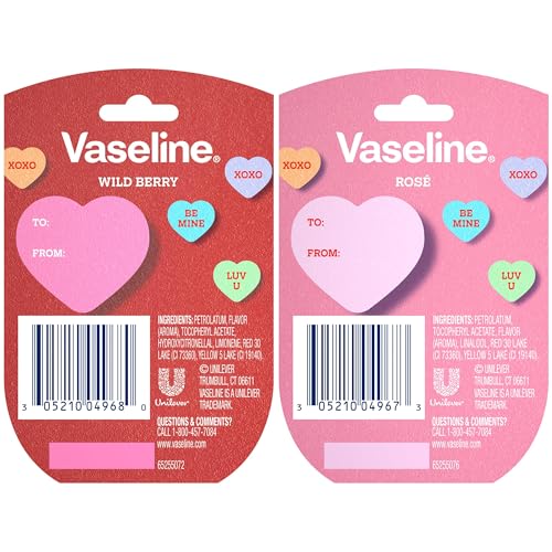 Vaseline Lip Therapy Mini Tinted Lip Balm Set, Valentine¡¯s Day Limited Edition Ros? + Wild Berry with Vitamin E for Soft, Kissable Lips, 0.25 Oz Ea