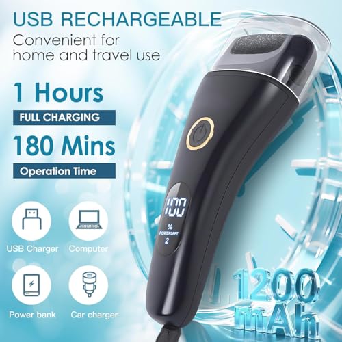 Celepen Electric Foot File Callus Remover with Storage Bag, 3-Speed Pedicure Kit