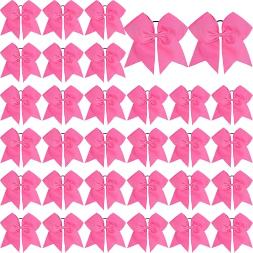 Large Cheer Hair Bows 8 Inch Pink - Jumbo Cheerleader Accessories, 32 Pcs