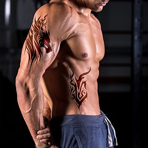 Temporary Tattoos AWLEE Waterproof Viking Tribal Totem - Long Lasting Fake tattoo for Men and Women 10 Sheets