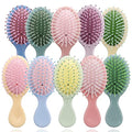 Gisdo 50 Pack Mini Detangling Hair Brush Travel Brush with Soft Bristles - 10 Colors, Non-Slip Grip