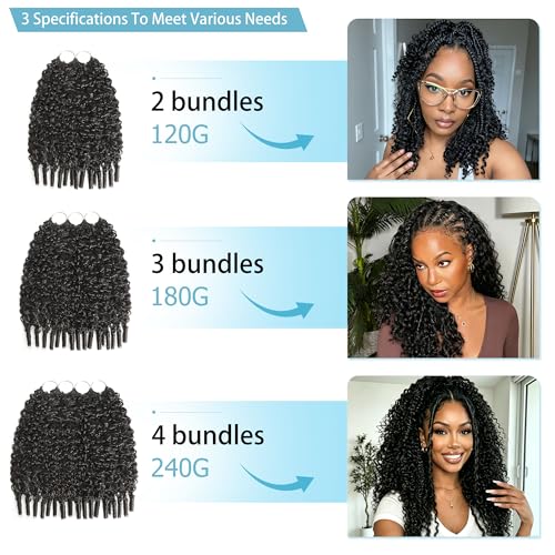 12 Inch Burmese Curly Human Crochet Hair - 120g for Black Women Variation #1B-Burmese Curly