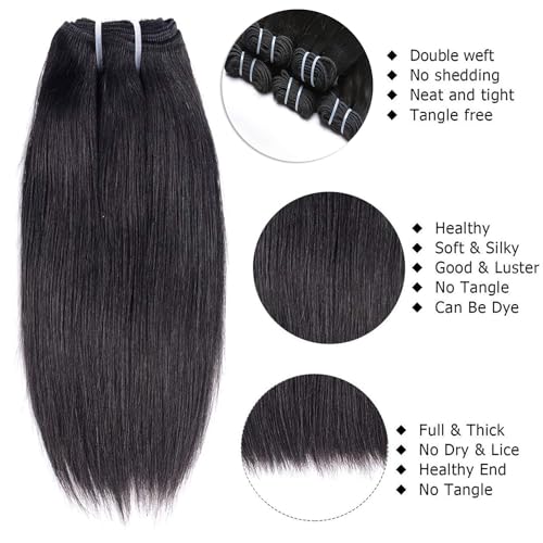 Liang Dian 12A Brazilian Virgin Human Hair Bundles 10-12 Inch Natural Black