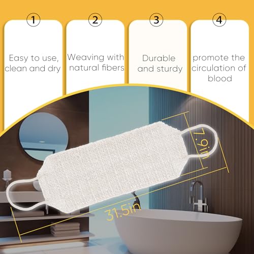 Natural Sisal & Ramie Exfoliating Body Scrubber Set - 3 Pieces Deep Cleanse Shower Back Washers