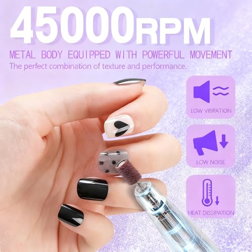 Cordless Professional Nail Drill - 45000RPM Electric Nail File with LED Display - Gradient Colorway