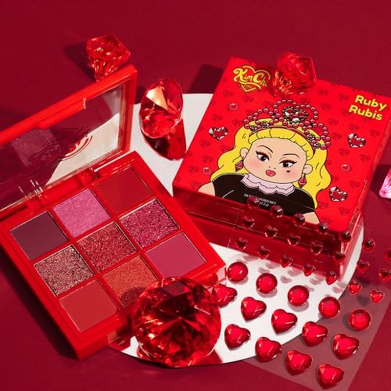 KimChiChic Beauty Jewel Collection Eyeshadow Palette - Highly Pigmented Matte & Glitter Shades, Blendable & Long Lasting, Cruelty Free, Ruby