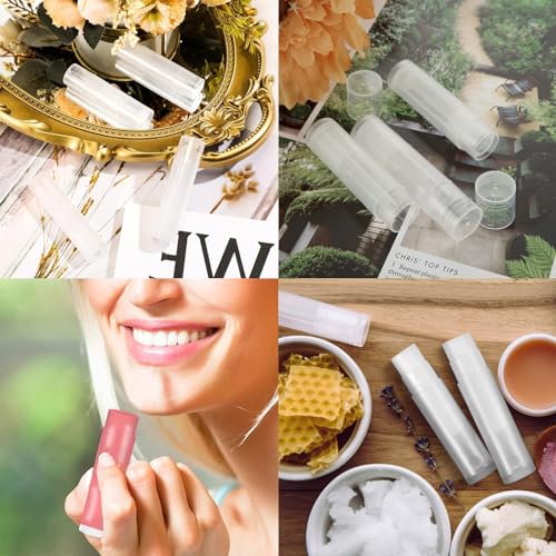 200PCS Clear Lip Balm Tubes with Caps - DIY Lipstick & Lip Gloss Containers