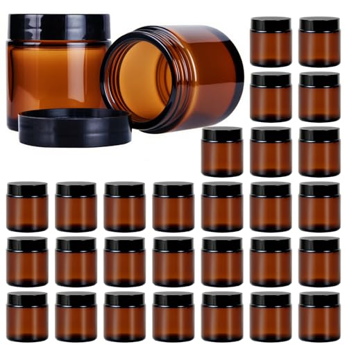 Amber Glass Jars with Lids 4oz - 30 Pack Cosmetic Storage Containers