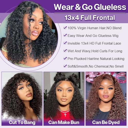 16 Inch Deep Wave Lace Front Bob Wig for Black Women Human Hair Glueless Pre Plucked