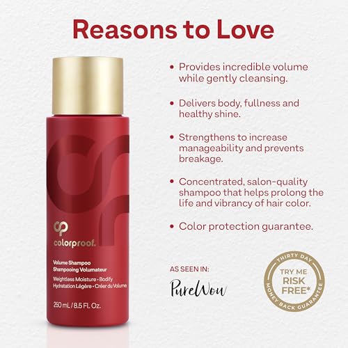 Colorproof Sulfate-Free Volumizing Shampoo 8.5 Fl Oz for Fine Hair - White Nectarine Scent