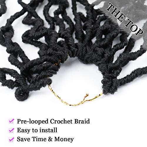 Violet 18 Inch New Faux Locs Crochet Hair Soft Locs Crochet Hair Natural Faux Braids Pre-looped Synthetic Afro Roots Braid For Black Women (18Inch, 6Packs, 1B)