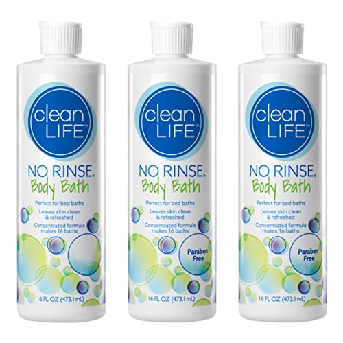 No-Rinse Body Bath Liquid 16oz Pack of 3 - Rinse-Free Post-Surgery & Elderly Care