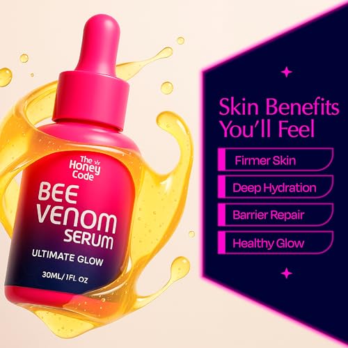 Bee Venom Face Serum with Hyaluronic Acid & Vitamin C - Hydrating Anti-Aging Treatment 1 fl oz
