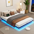 Queen Size Floating Metal Bed Frame with Smart LED Lights & Charging Station - Mashomdec