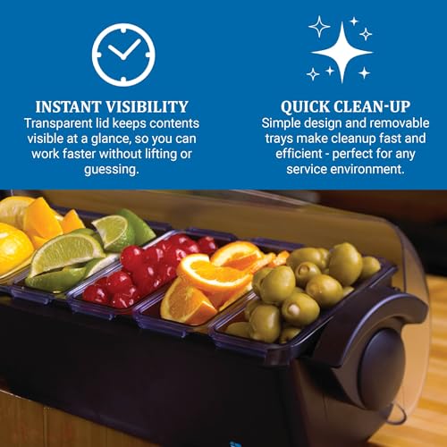 Garnish & Condiment Center with Dome Lid, 4 Qt Capacity, Black