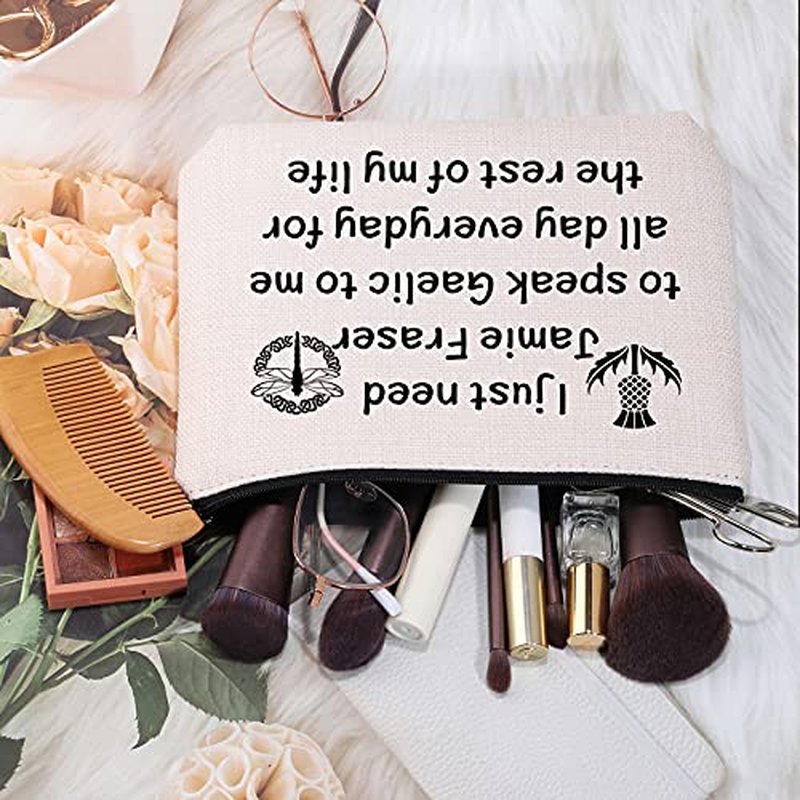 MEIKIUP SA Makeup Bag Scotland Thistle Cirsium Flower Gift I Just Need Jamie Fraser to Speak Gaelic Cosmetic Bag